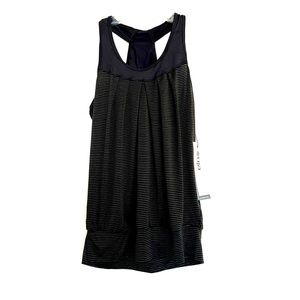 LIJA NWT tank with shadow stripes and banded waist, loose fit, black Small